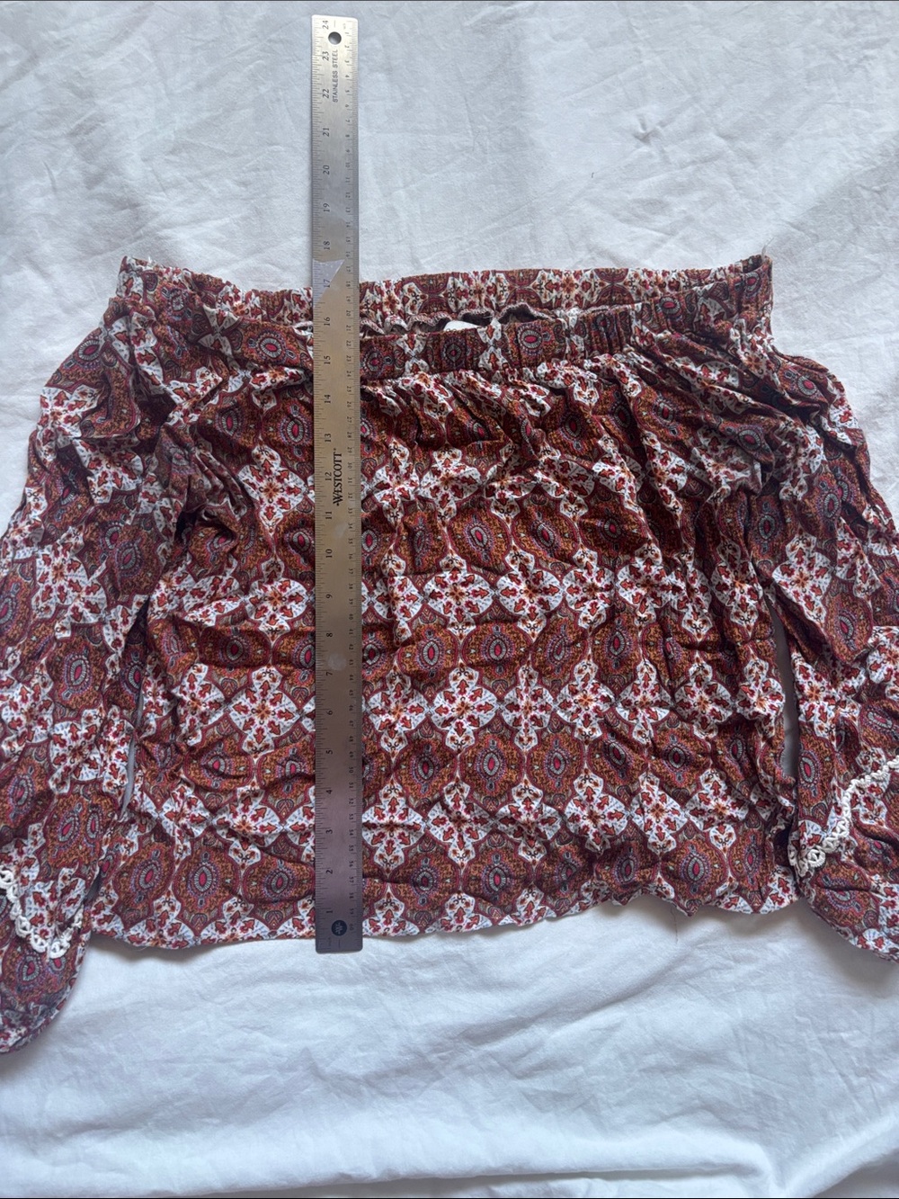 Paper Crane Brown Patterned Off-Shoulder Top